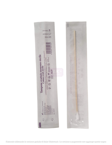 Tampone ovattato in legno monouso sterile