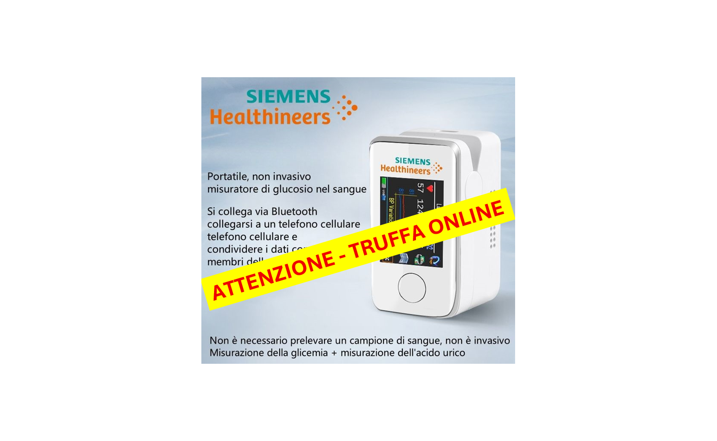 AK MEDICAL non è collegata a truffe online di glucometri